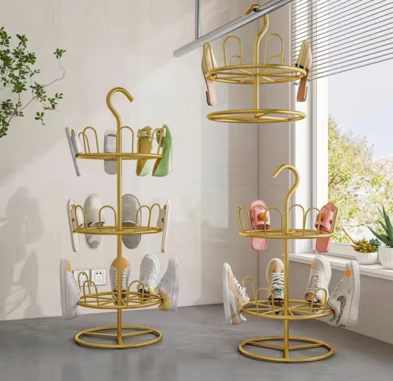 Multi-Tier Shoe Rack with Slipper Hanger – Space Saving Floor Organizer Stand