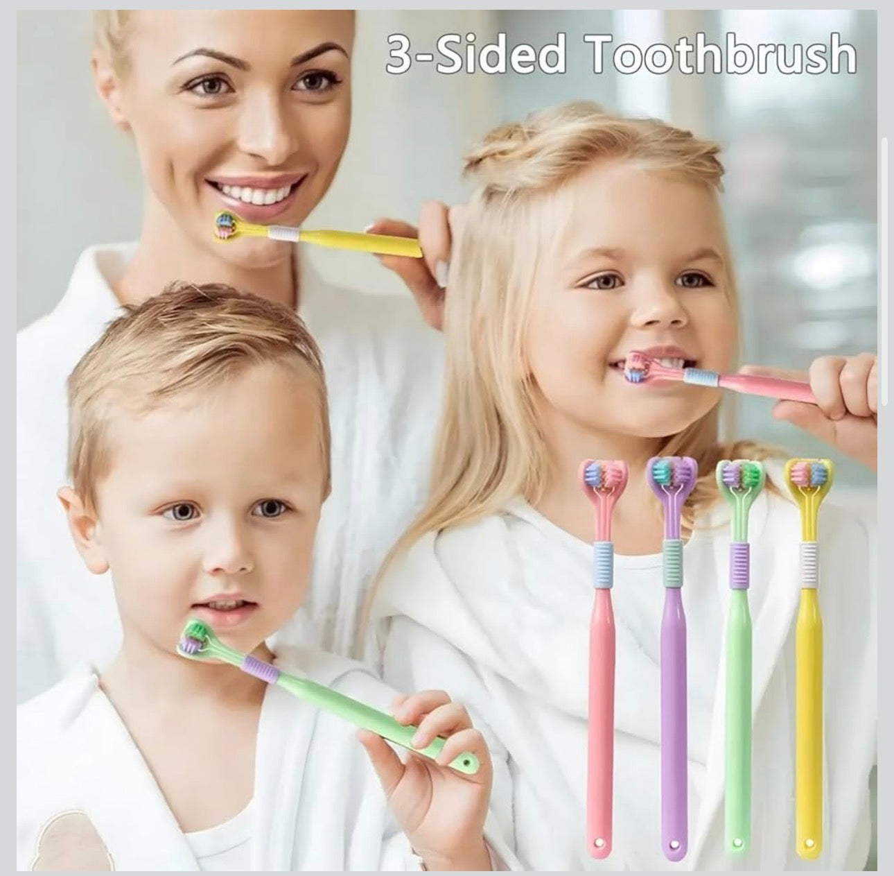 3-Sided Deep Clean Toothbrush – Multi-Angle Soft Bristle Oral Care Brush (1 Pc)