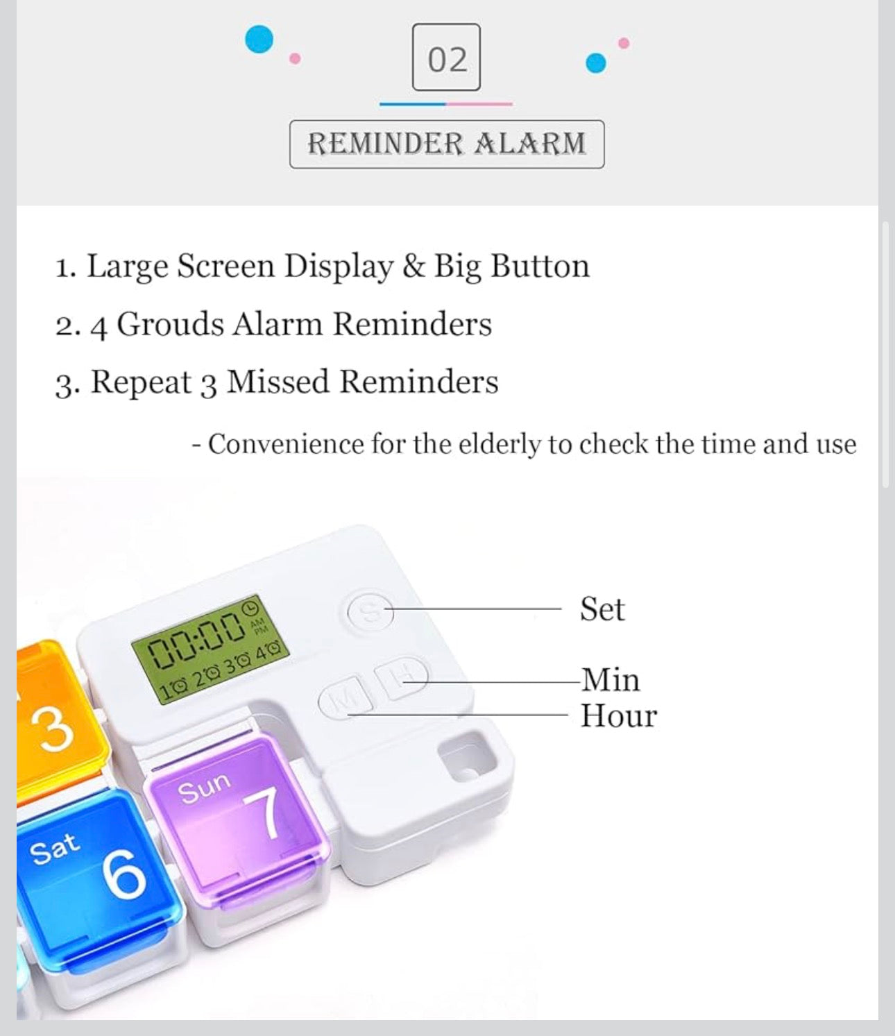 7-Day Smart Pill Organizer with Digital Timer & Reminder | Weekly Medicine Storage Box