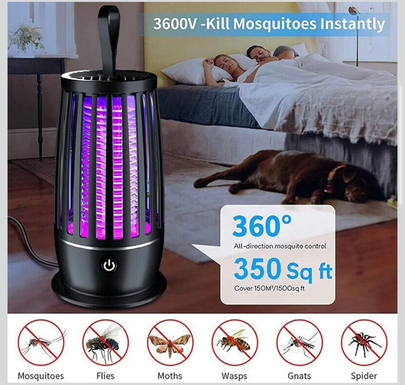 Luxury Portable USB Mosquito Killer Lamp – Rechargeable Silent UV Insect Trap (4000mAh)