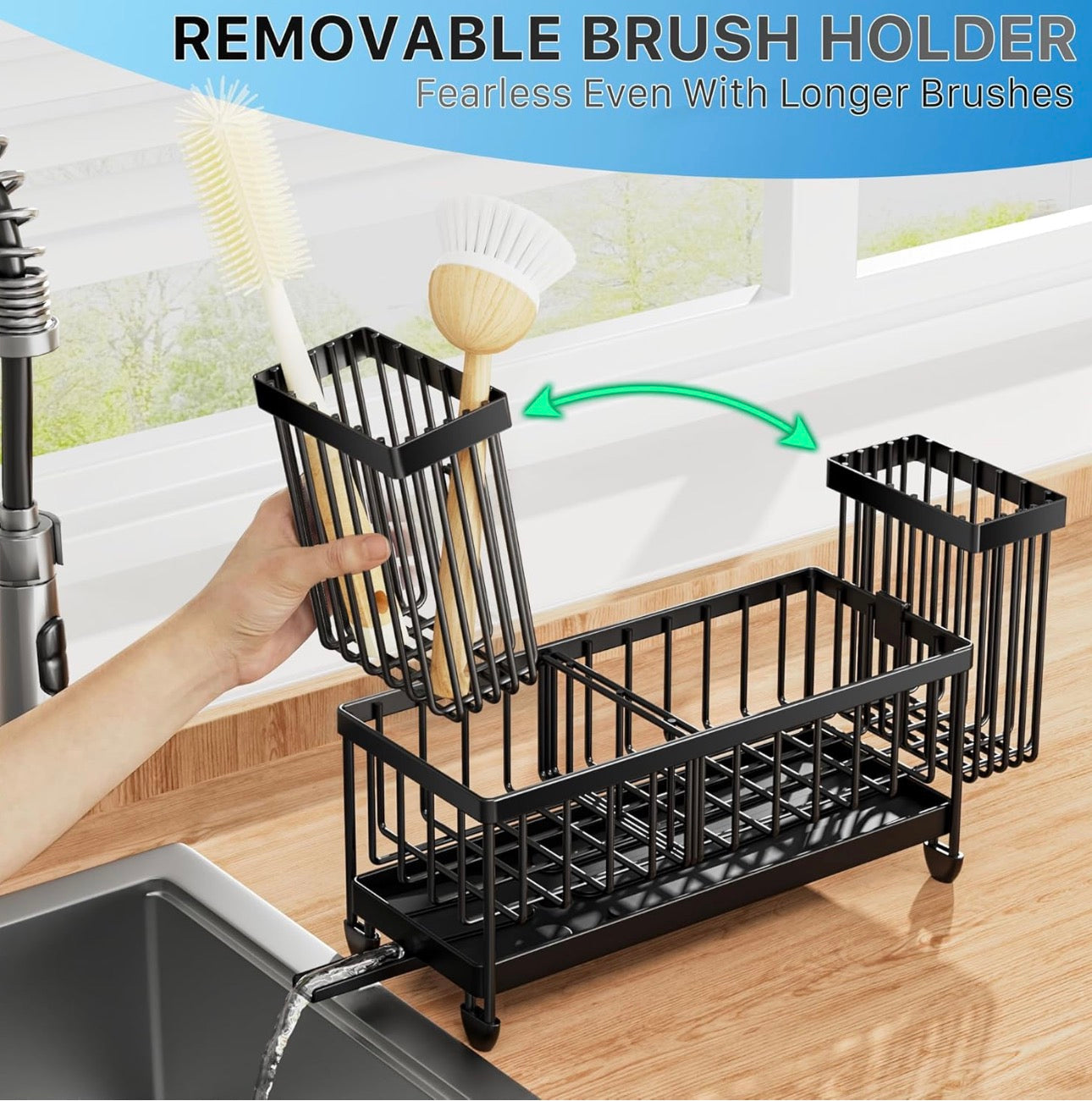 Luxury Sink Organizer Rack with Drain Tray – Multi-Functional Kitchen Storage Holder
