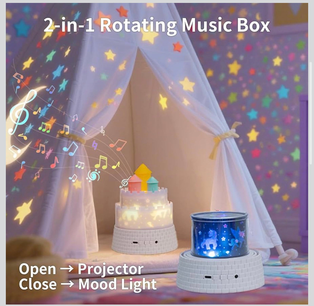 Luxury Kids Dream Castle Star Projector Night Lamp – Bluetooth Bedtime Light