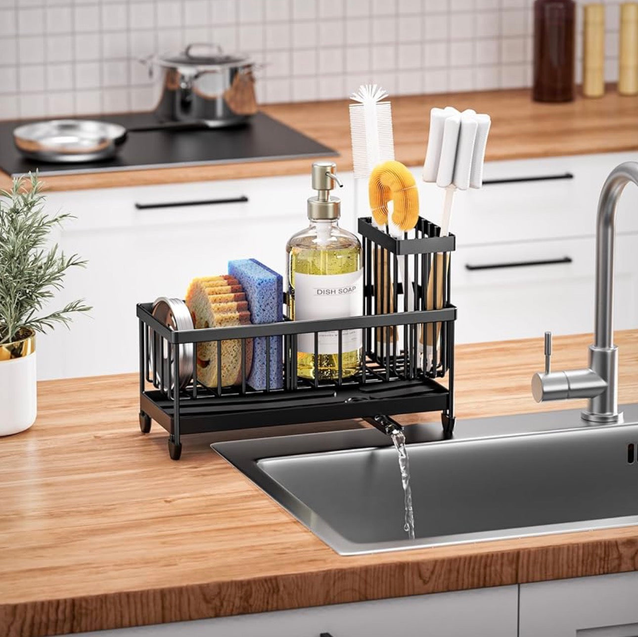 Luxury Sink Organizer Rack with Drain Tray – Multi-Functional Kitchen Storage Holder