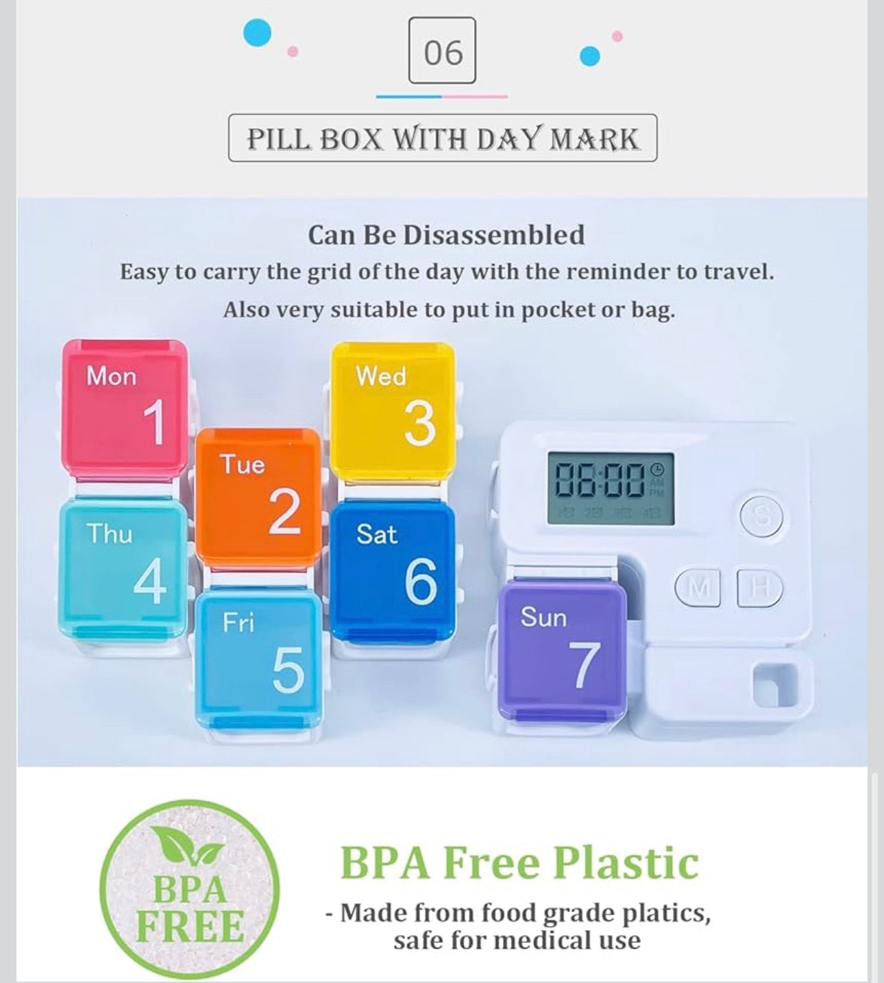 7-Day Smart Pill Organizer with Digital Timer & Reminder | Weekly Medicine Storage Box