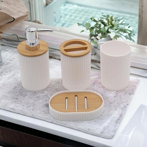 Luxury 6-Piece Bathroom Accessories Set – Modern Ribbed Organizer Collection