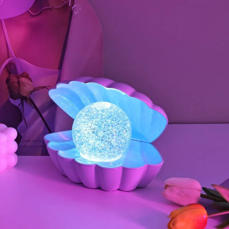 Luxury Pearl Glow Shell Lamp – Aesthetic LED Decorative Night Light for Bedroom & Vanity