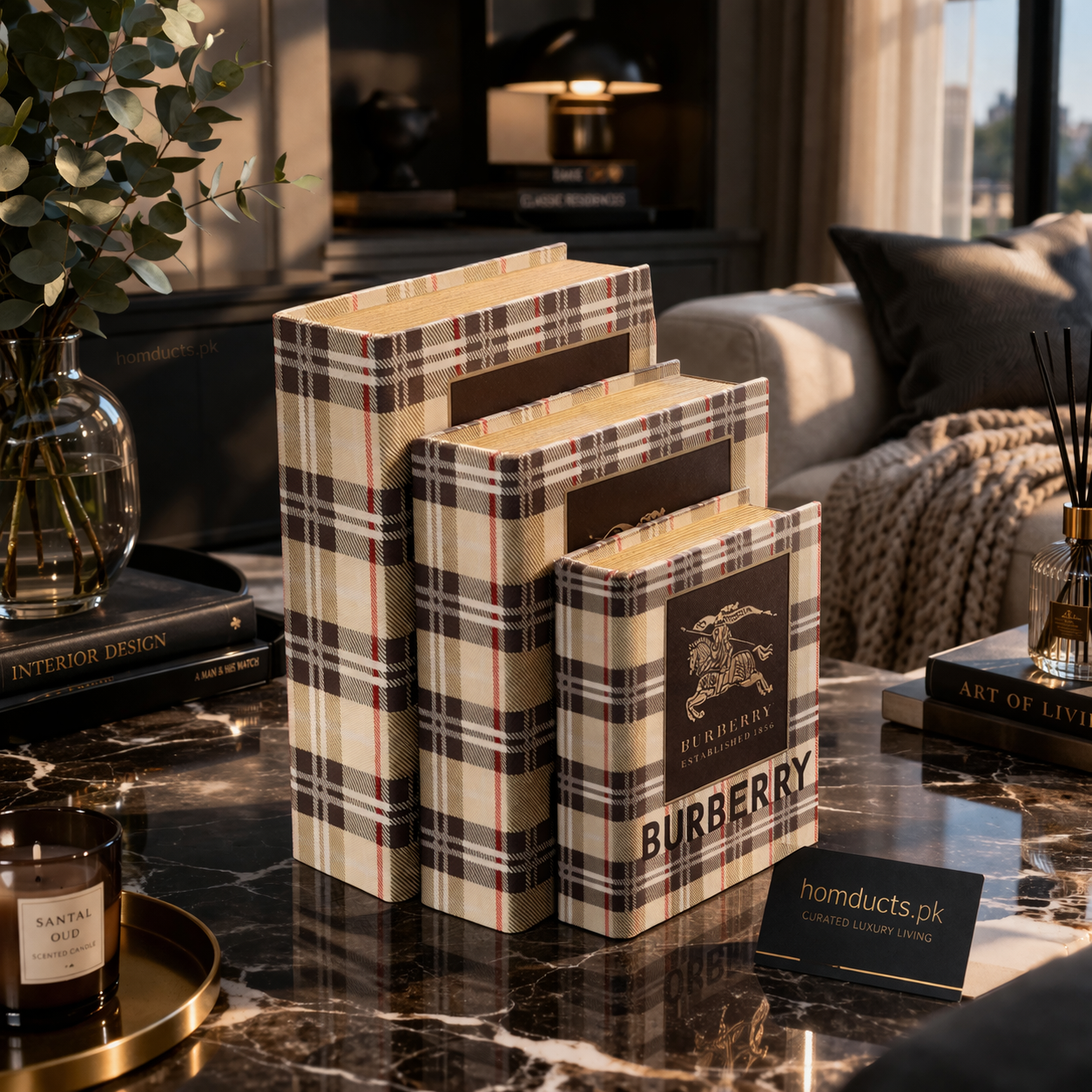 Luxury Wooden Book Storage Box Set – Decorative Faux Books Organizer for Home Decor & Hidden Storage (3 Piece Set)