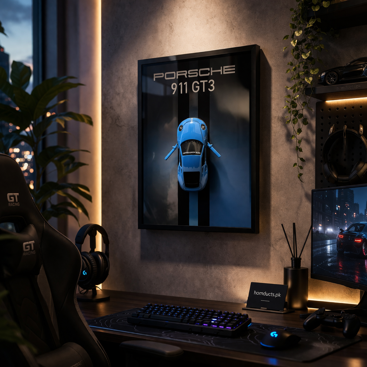 Luxury Porsche 911 GT3 3D Wall Frame – Premium Car Art Shadow Box Decor