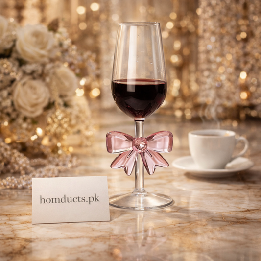 Luxury Crystal Bow Drink Glass – Elegant Stemware for Mocktails, Juices & Home Décor