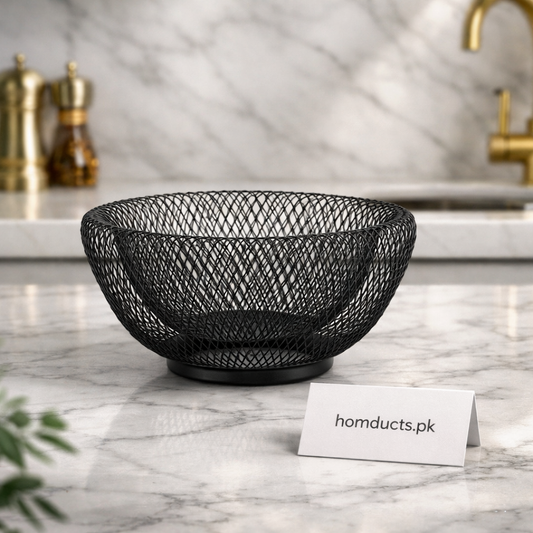 Luxury Metal Mesh Fruit & Vegetable Storage Basket – Modern Kitchen Organizer