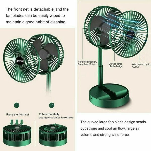 Rechargeable - Portable Telescopic Folding Fan