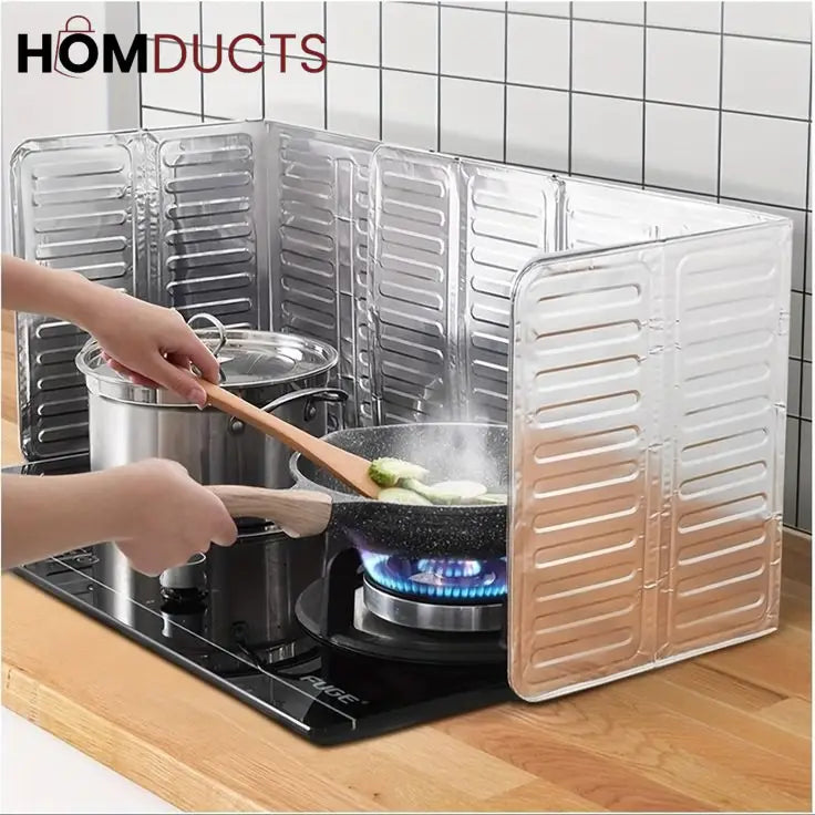 Foldable Aluminum Stove Splatter Guard – Oil Splash Shield for Cooking, Frying & Kitchen Heat Insulation