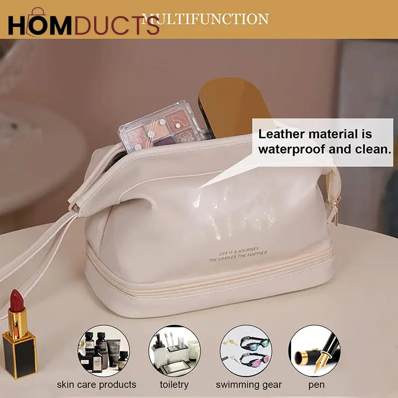 Large Capacity Double Zipper Cosmetic Bag