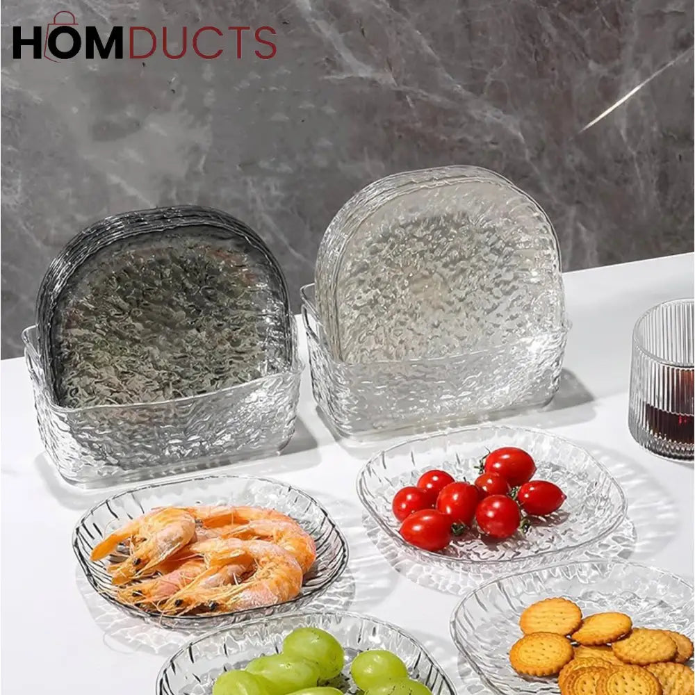 Luxury Crystal Plate Set with Storage Box – 8 Pcs