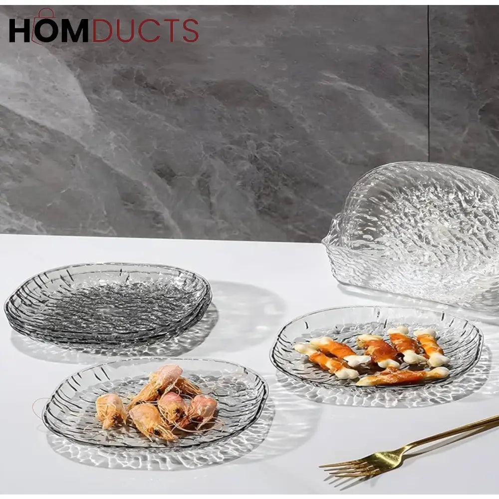 Luxury Crystal Plate Set with Storage Box – 8 Pcs