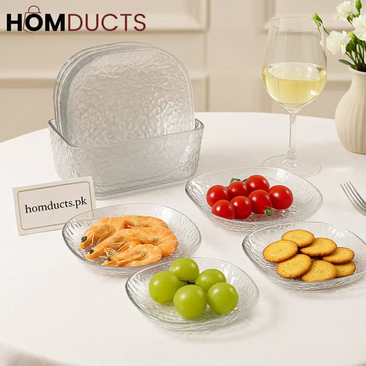 Luxury Crystal Plate Set with Storage Box – 8 Pcs