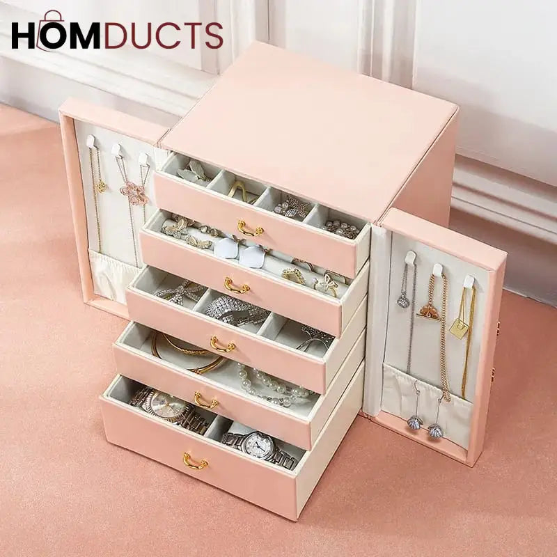 Multilayer Leather Drawer Jewelery Organiser